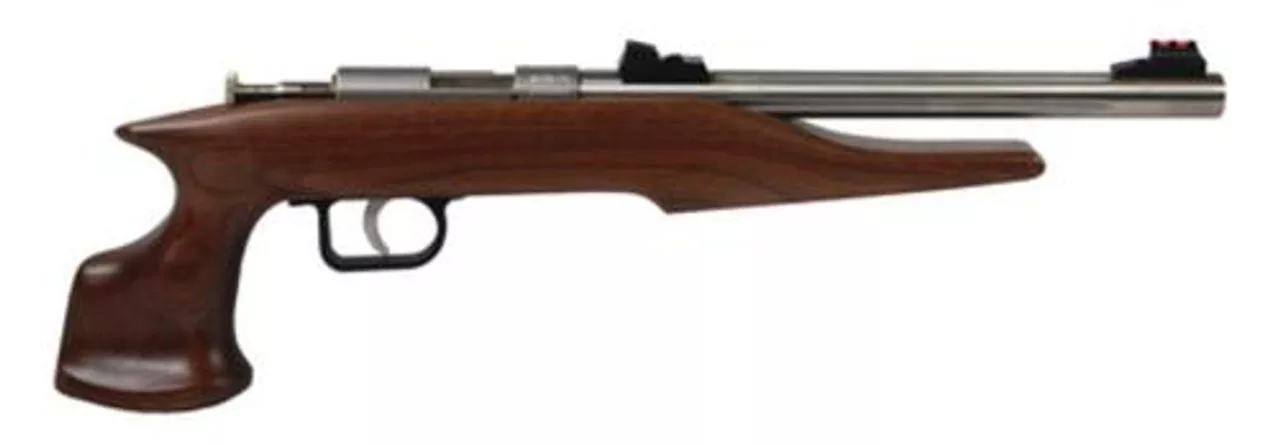Chipmunk Hunter Bolt Action Pistol 22LR 10.5 Inch Fluted Barrel Stainless Steel Finish Walnut Barracuda Stock