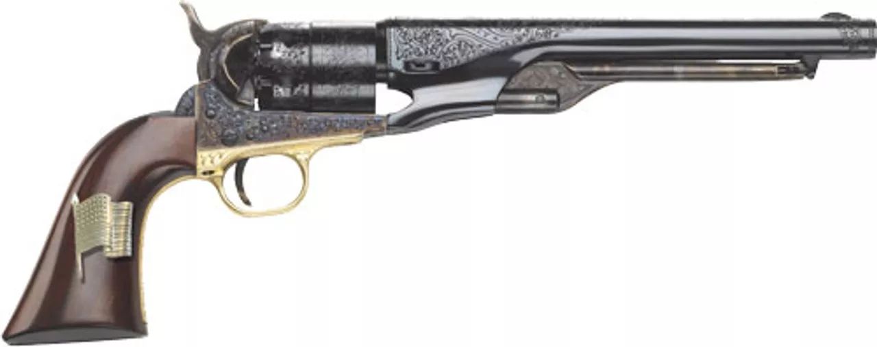 Cimarron 1860 8″ .44 OLD Glory Flag Inlay Grant ENG 44 Remington Magnum
