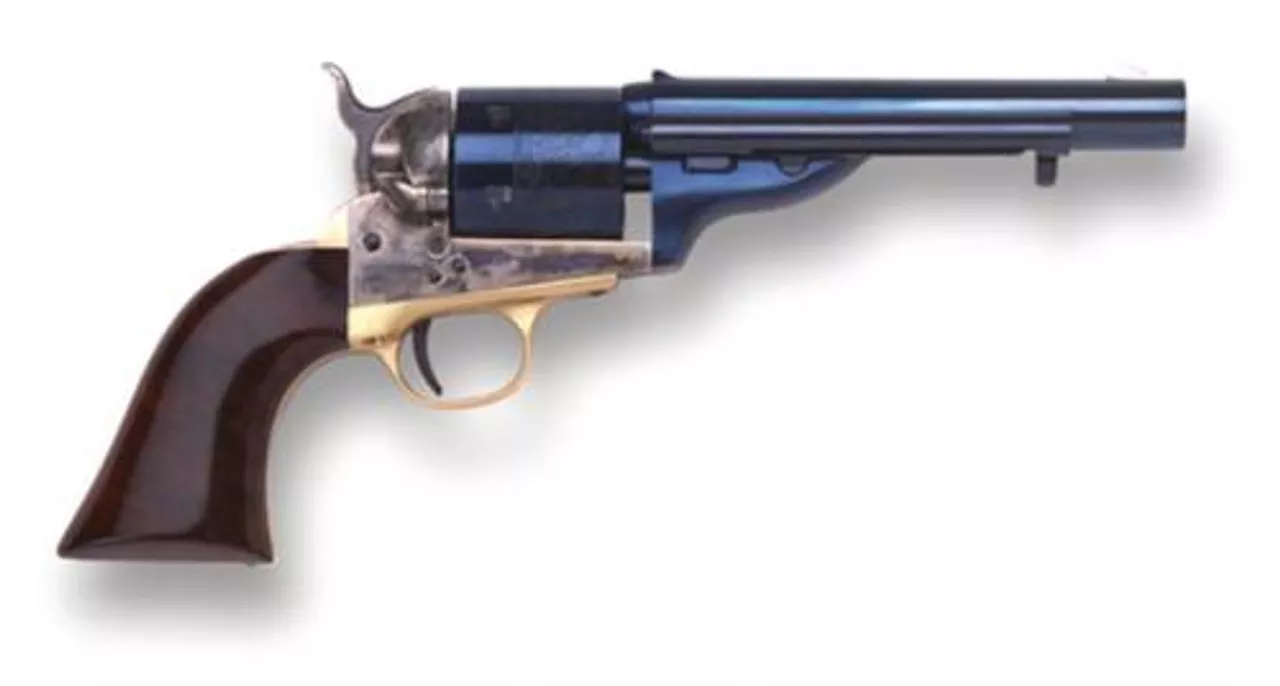 Cimarron 1872 Open Top Navy .38 Spl & Colt 5.5″ Barrel Standard Blue Finish Walnut Grip