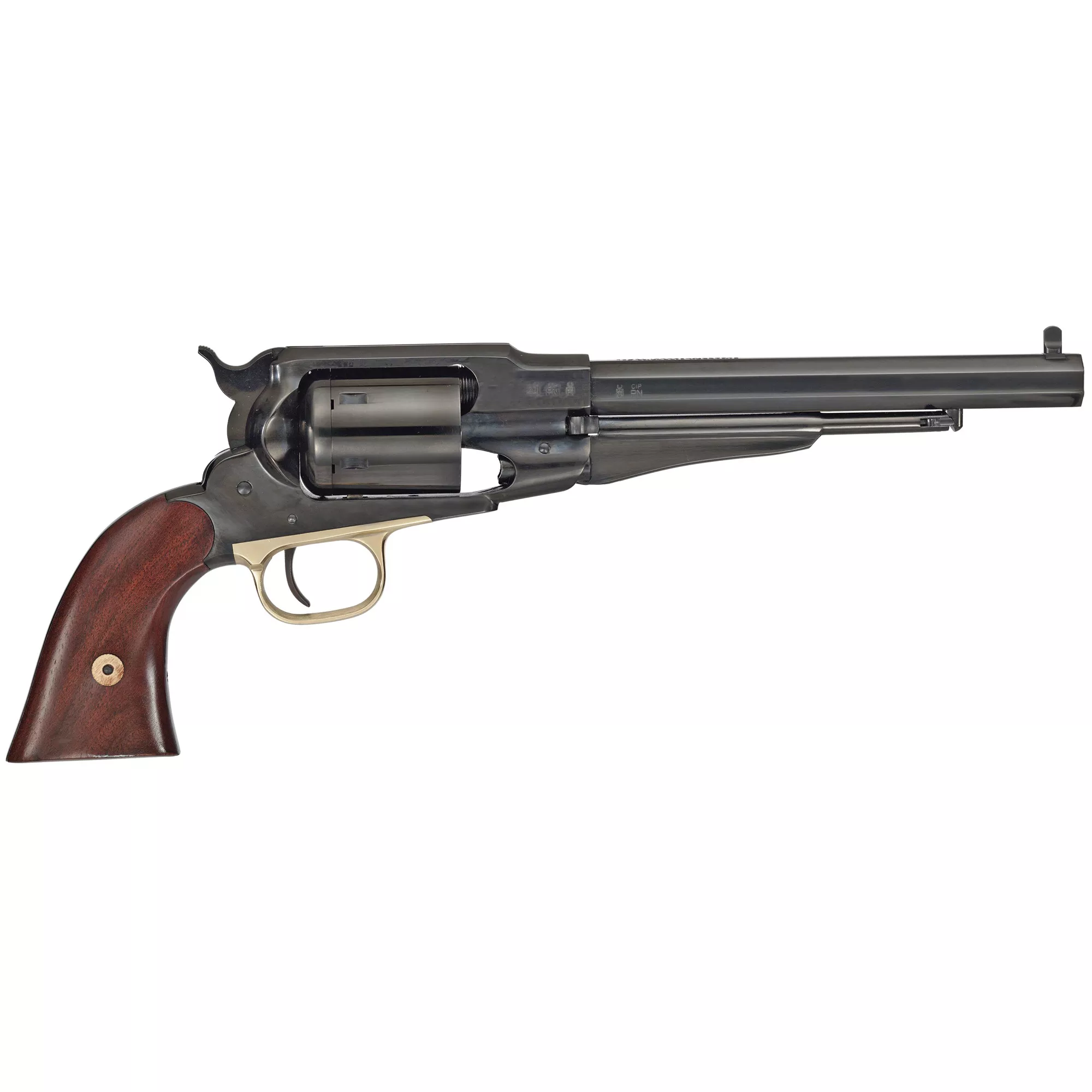 Cimarron PREACHER 1858 Preacher 45 Colt (LC) 44 Cal 6 Shot 8” Blued Barrel/Blued Cylinder/Blued w/Gold Frame Walnut Grip