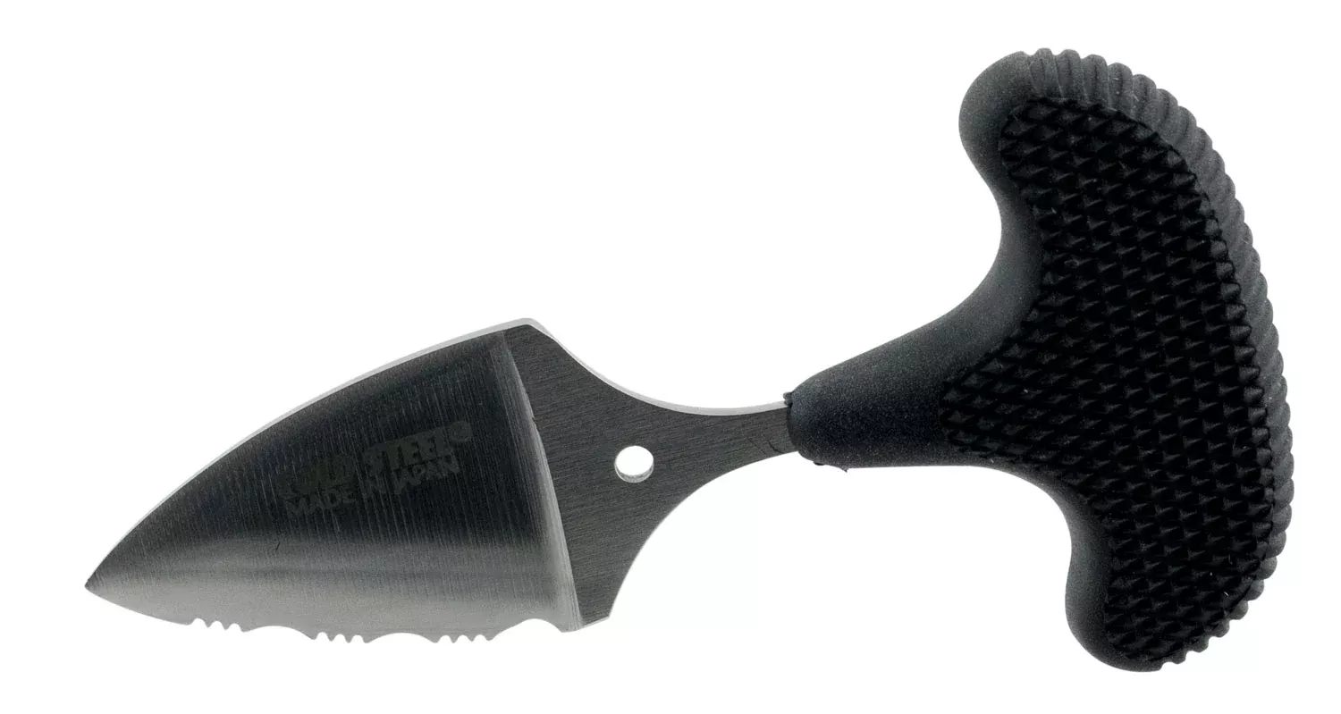Cold Steel 43NS Mini Pal 1” Fixed Serrated Japanese AUS-8A SS Blade Black Synthetic Rubber Handle