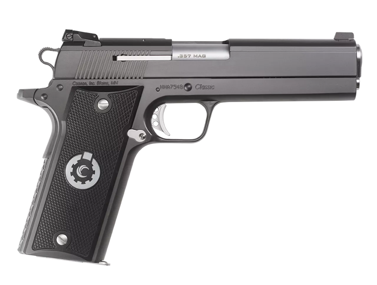 Coonan Classic 357 Mag, 5″, Black Ionbond Stainless, Adj. Night Sights, Black Alum Grips, 2 Mags (Special Order)