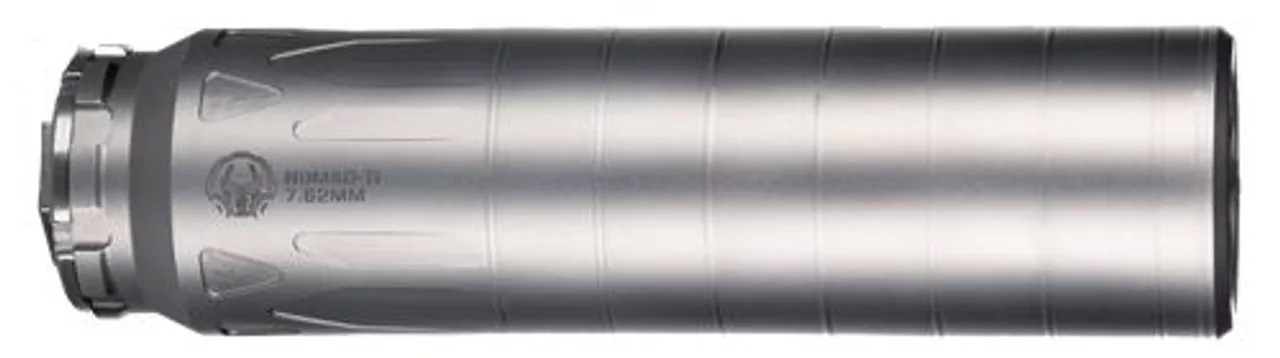 Dead Air Nomad-TI 7.62mm Suppressor, 6.5″ Length, 9.6oz Weight, 5/8×24 TPI, Raw Titanium Finish