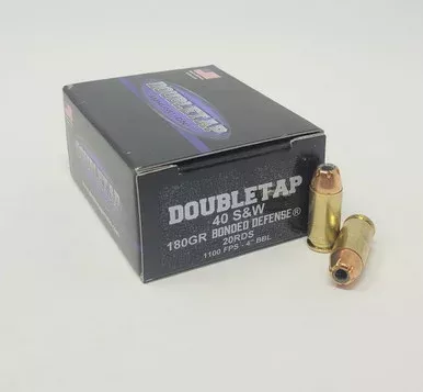 Double Tap 40 S&W Ammunition 40180BD 180 Grain Bonded Defense Hollow Point 20 Rounds
