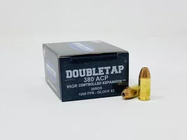 DoubleTap 380 Auto Ammunition 380A95CE 95 Grain Controlled Expansion Jacketed Hollow Point 20 Rounds