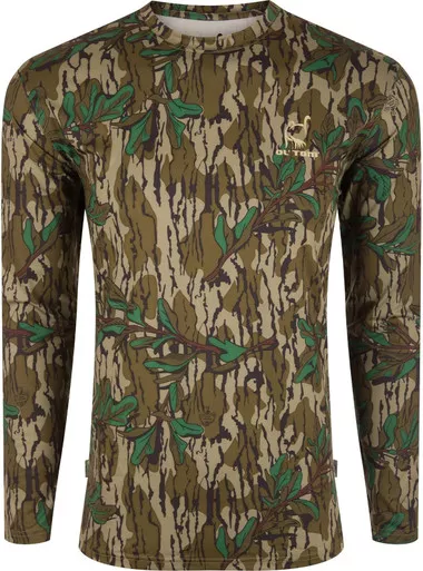 Drake Waterfowl Men Performance Crew Long Sleeve T-Shirt Greenleaf Medium