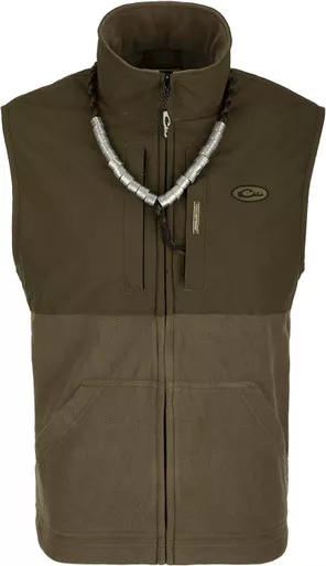 Drake Waterfowl MST Eqwader Fleece-Lined Zip Vest Green Timber Medium