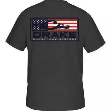 Drake Waterfowl Short Sleeve Patriotic Bar T - Graphite Heather - XX-Large