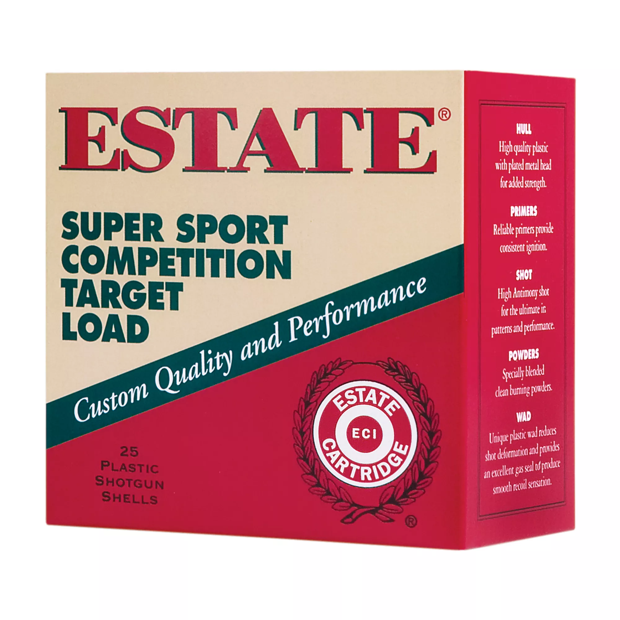Estate Cartridge SS12H75 Super Sport Competition Target 12Gauge 2.75” 1 1/8oz 7.5Shot 25 Per Box/10 Case