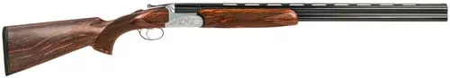 Fausti Usa, Inc 15103 Caledon 12 Gauge 3” 2rd 26” Blued Barrel, Engraved Stainless Rec, Wood Laser Grain Stock, Metallic Bead Sight