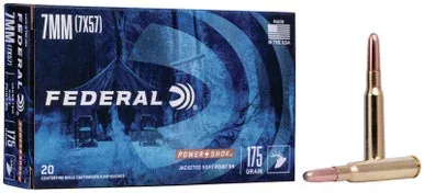 Federal 7MM (7X57) Ammunition Power Shok F7A 175 Grain Jacketed Soft Point RN 20 Rounds