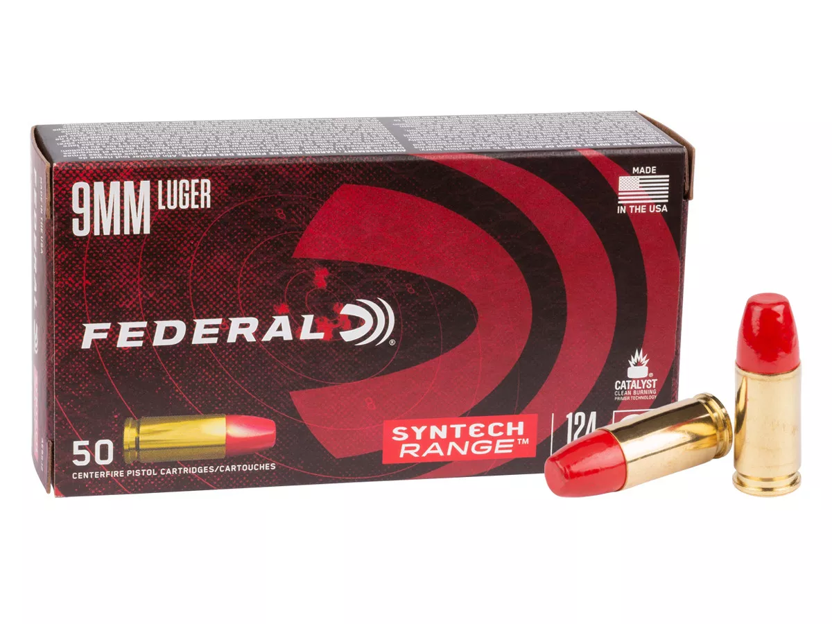 Federal 9mm Luger Syntech Range Flat Nose, 124gr, 50ct