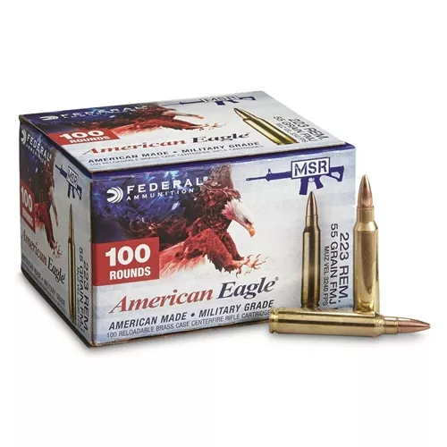 Federal American Eagle 223 Remington 55 gr FMJ Military Grade Box of 100 Rounds AE223BL