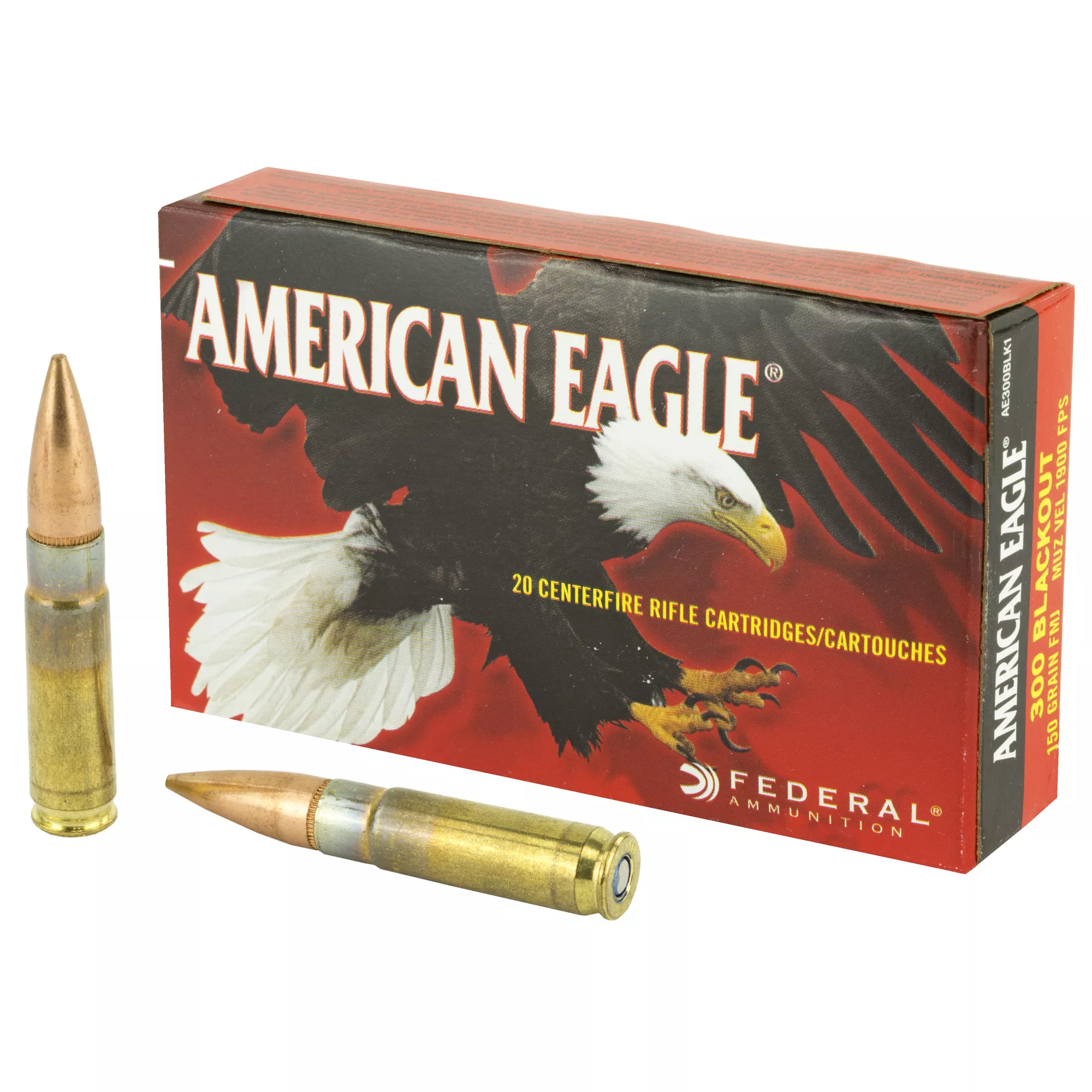 Federal American Eagle 300 AAC Blackout 150 grain FMJ Box of 20 Rounds AE300BLK1