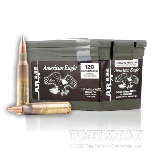 Federal American Eagle 5.56 NATO Ammunition – 120 Rounds of 55 Grain FMJ