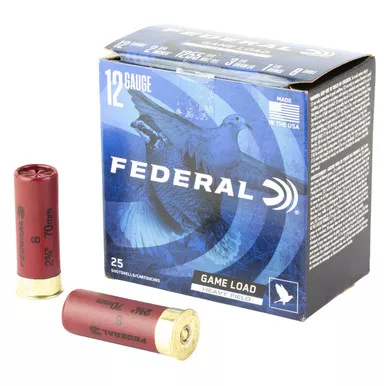 Federal Game-Shok Upland Game 12 Gauge Ammo 2-3/4" 1-1/8 oz #8 Shot Box of 25