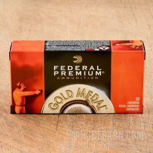 Federal Gold Medal 45 ACP Ammunition – 50 Rounds of 185 Grain FMJ Semi-Wadcutter