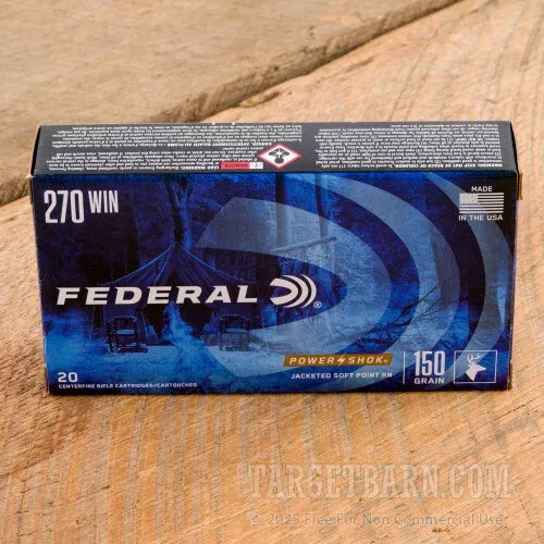 Federal Power-Shok 270 Win Ammunition – 200 Rounds of 150 Grain SP