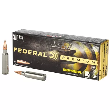 Federal Premium 300 WSM Ammo 185 Grain Berger Hybrid Hunter Box of 20