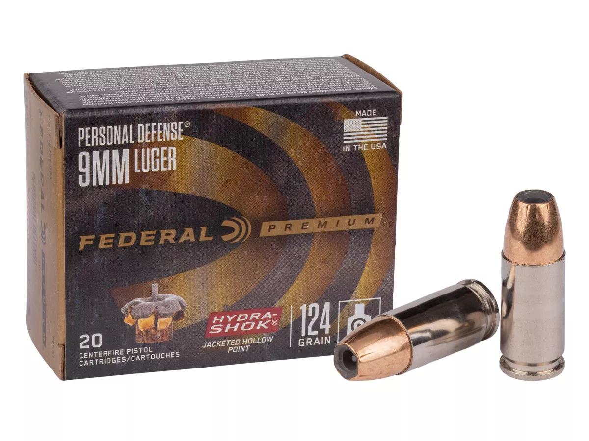 Federal Premium 9mm Luger Hydra-Shok JHP, 124gr, 20ct
