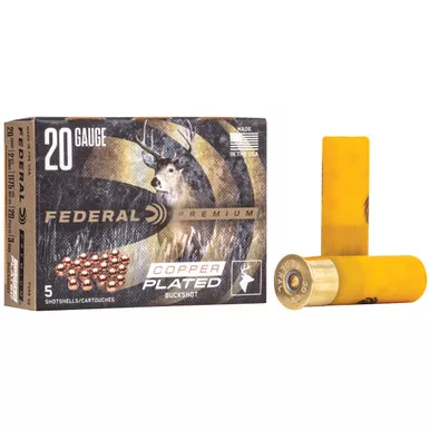 Federal Premium Vital-Shok 20 Gauge Ammo 2-3/4" #3 Buckshot 20 Pellets Box of 5