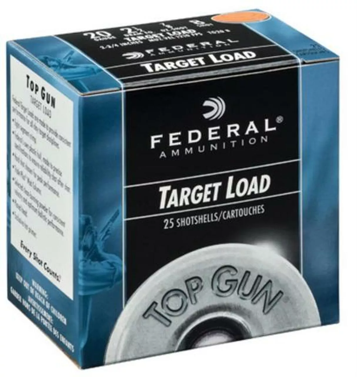 Federal Top Gun Target 20 Ga, 2.75″, 7/8oz, 7.5 Shot, 25rd/Box