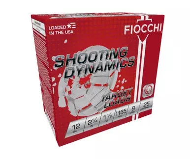 Fiocchi 12 Gauge Ammunition Shooting Dynamics 12SD18L8 Target Loads 2-3/4″ #8 Shot 1-1/8oz 1165fps 250 Rounds