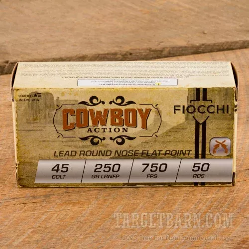 Fiocchi 45 Long Colt Ammunition – 500 Rounds of 250 Grain LRN FP