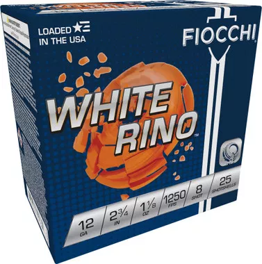 Fiocchi White Rino 12 Gauge 2 3/4" 1 1/8oz 8 Shot Shotshell Ammunition - 25 Rounds