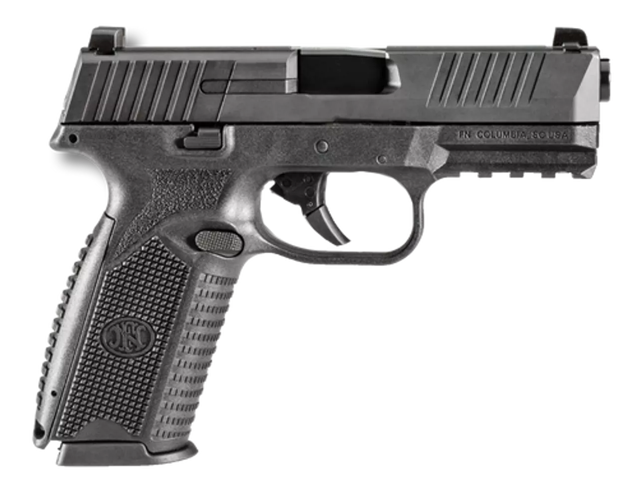FN 509 NMS NS 4″ Barrel, Black Interchangeable Backstrap Grip Black Steel Slide, 17rd