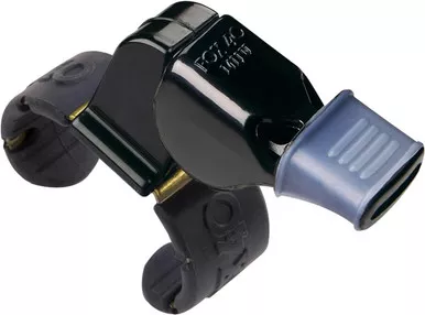 Fox 40 Official Mini CMG 3-Chamber Pealess Whistle 109 dB W/ Fingergrip Blk