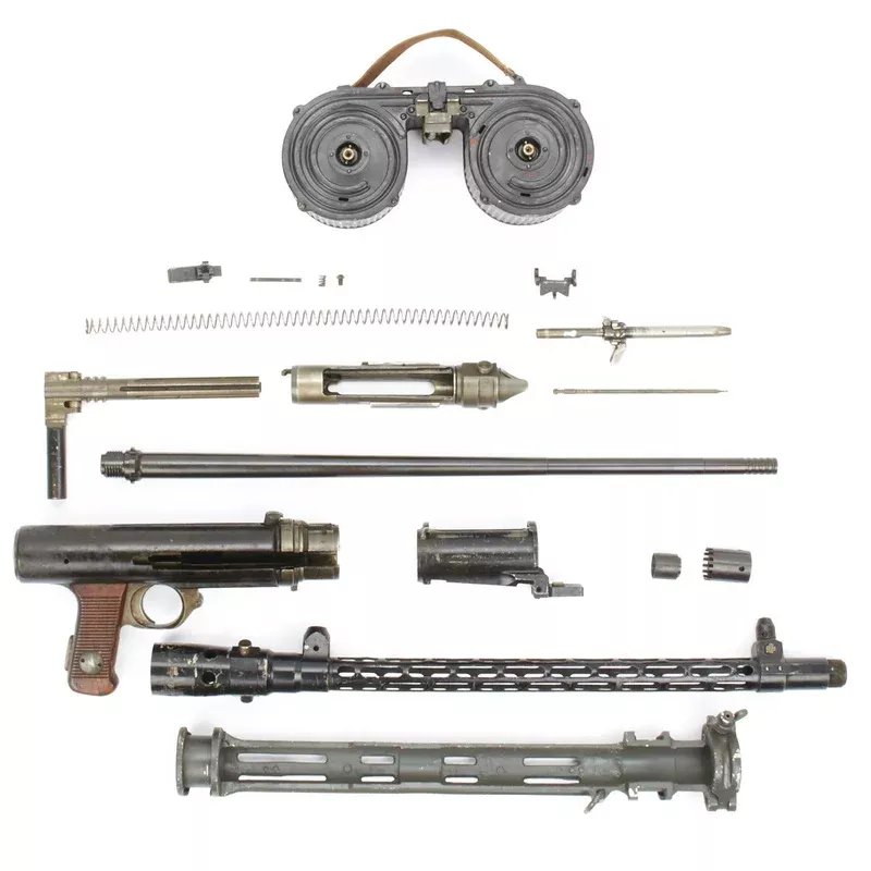 German WWII Luftwaffe MG 15 Air Cooled Parts Set with Saddle Drum Magazine