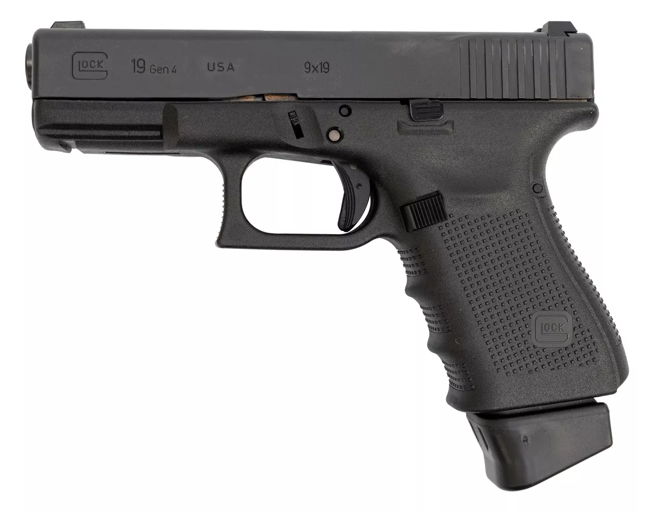 Glock 19 Gen4 USA 9mm, 4″ Barrel, Lumin Sights, Black, 15rd