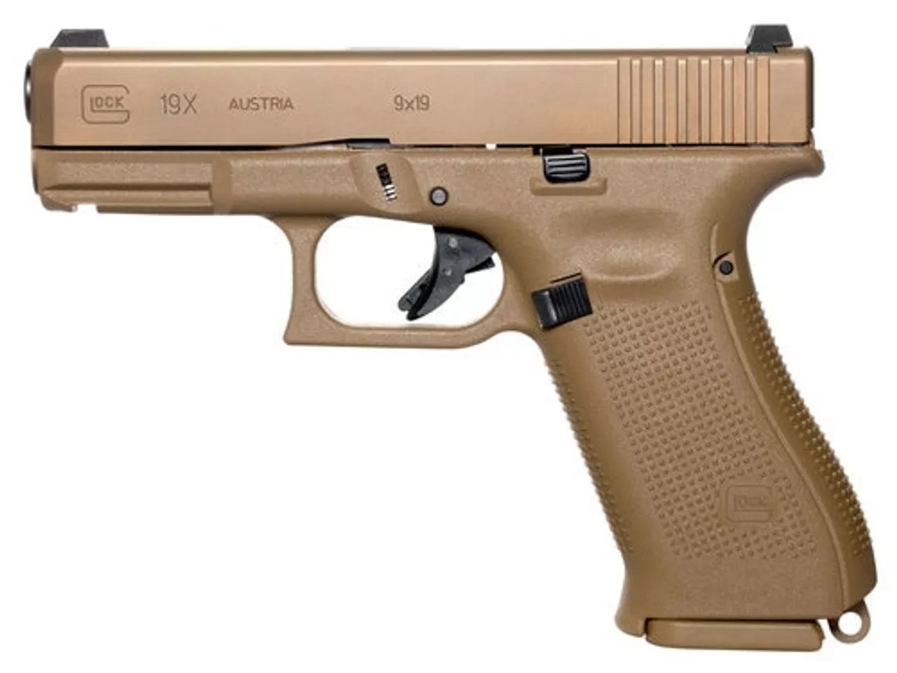 Glock 19X Crossover 9mm, 4.02″ Barrel, Bronze Nitron Coyote, Interchangeable Backstrap, USA Made, 17rd