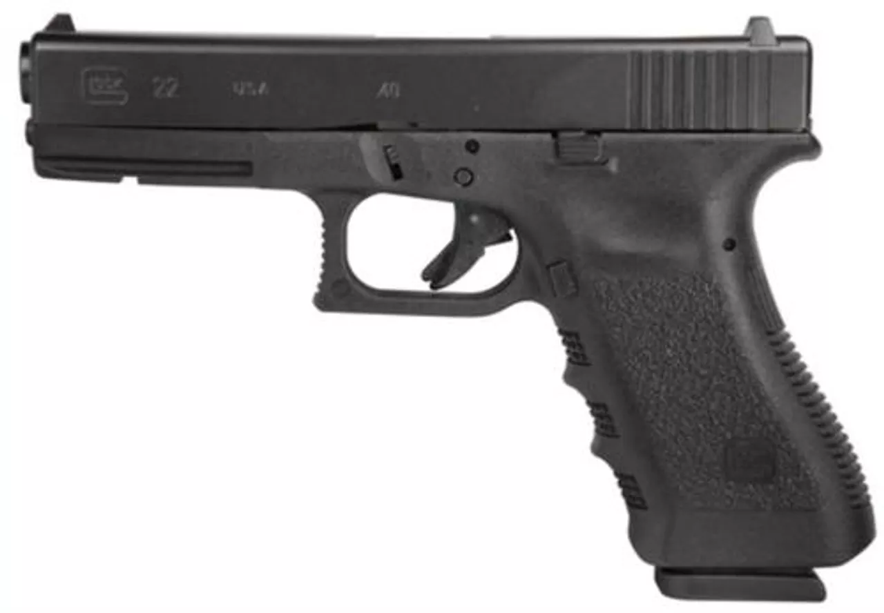 Glock, 22, Safe Action, 40S&W, 4.49″ Barrel, Polymer Frame, Matte Finish, Fixed Sights, 15Rd, 2 Magazines, Glock OEM Rail, Right Hand