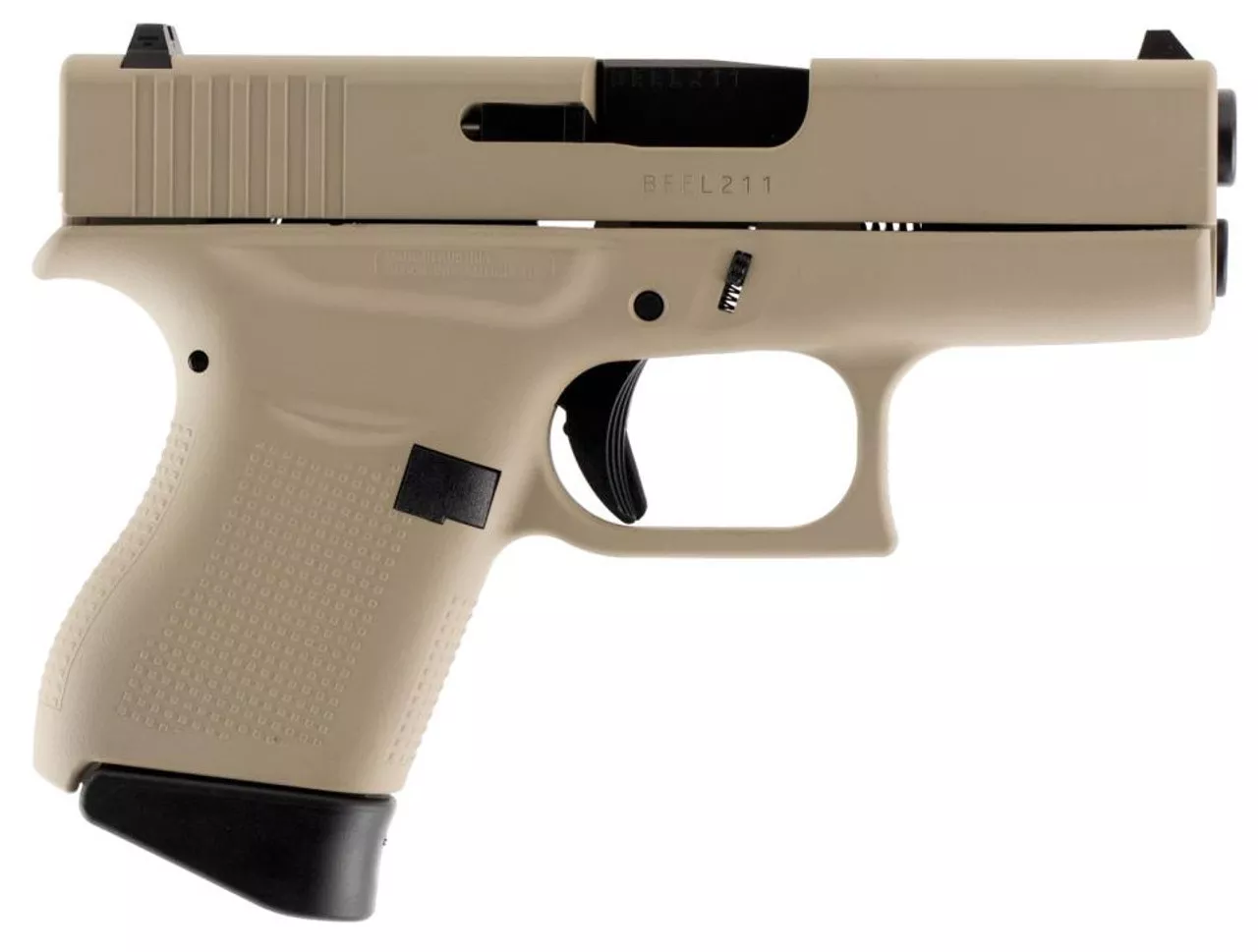 Glock G43 Subcompact, 9mm, 3.39″, 6rd, Desert Tan Finish