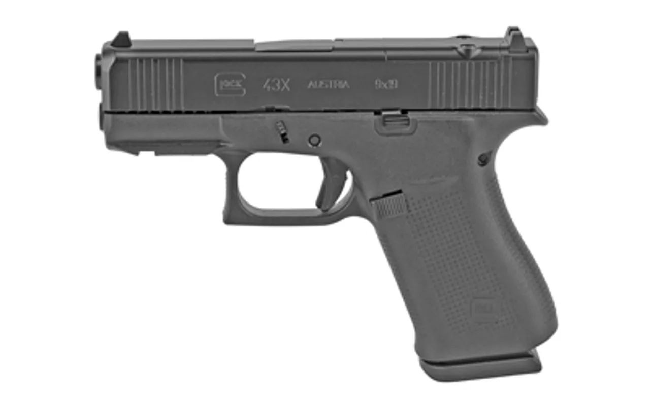 Glock G43X MOS 9mm, 3.41″ Barrel, Fixed Sights, Black, 10rd