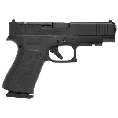 Glock G48 Compact MOS 9mm Luger 4.17″ 10+1 Overall Black Finish with nDLC Steel with Front Serrations & MOS Cuts Slide, Rough Texture Beavertail Polymer Grip & Fixed Sights