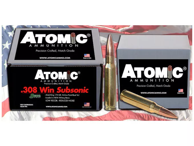 Glock Switch Atomic Ammunition Match Subsonic 308 Winchester Ammo – 175 Grain Sierra MatchKing JHP Box of 100
