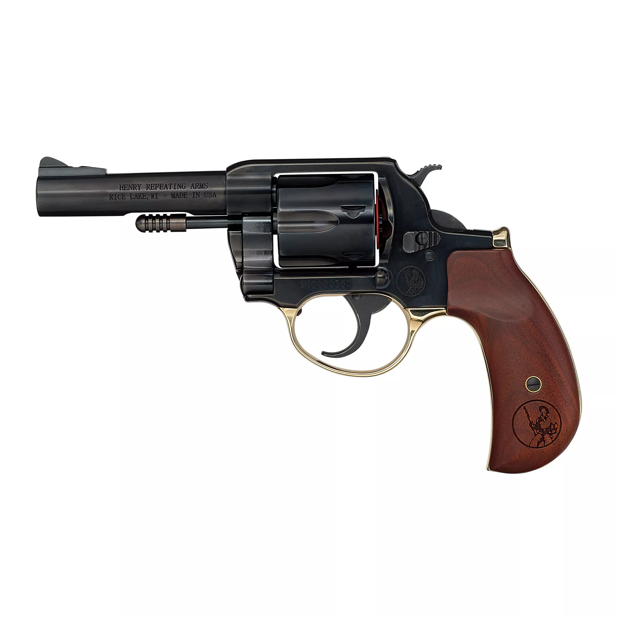 Henry H017BDM Big Boy 38 Special/357 Mag 6 Shot 4” Blued Round Steel Barrel, Polished Blued Steel Frame w/Birdshead Walnut Grip