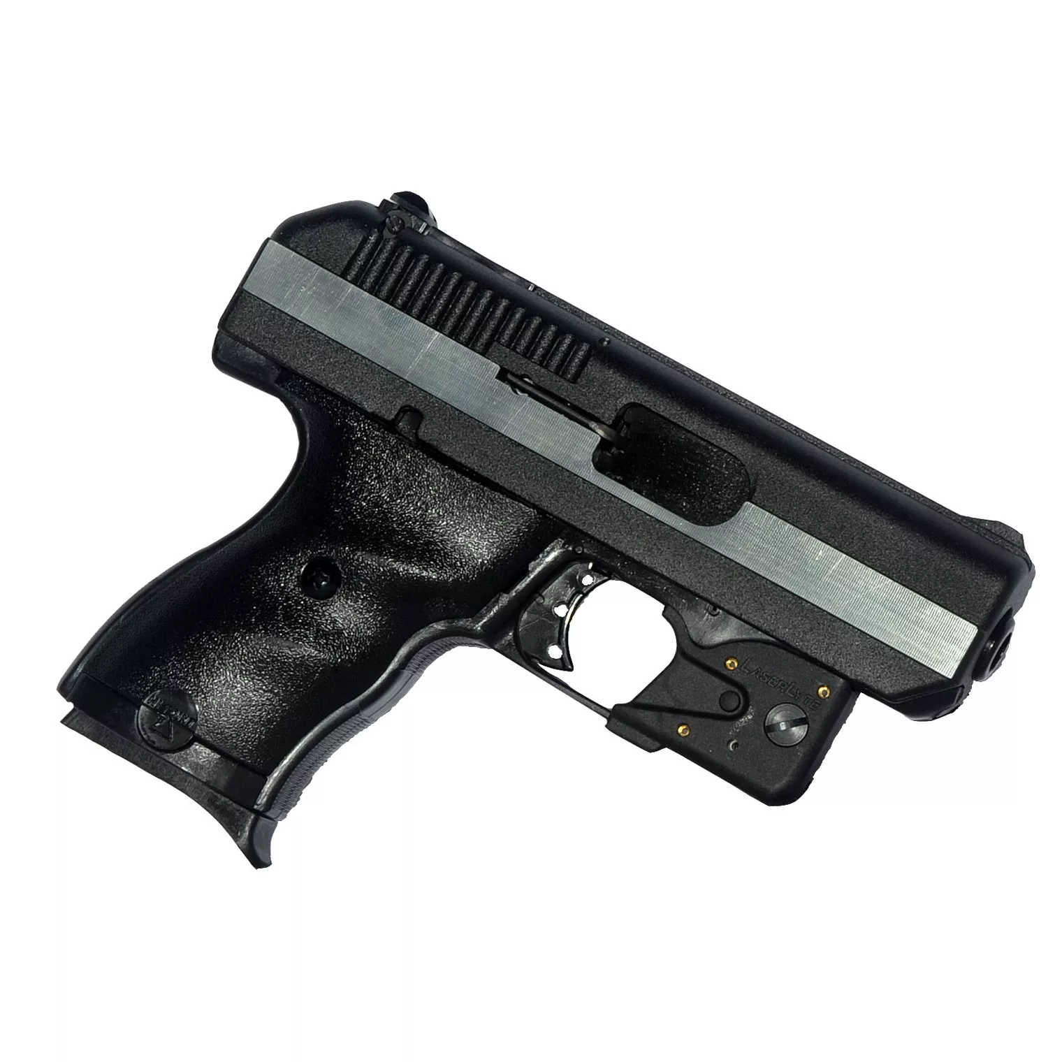 Hi-Point CF380LLTGM CF 380 ACP Caliber with 3.50” Barrel, 8+1 Capacity, Black Finish Frame, Serrated Black Steel Chrome Line Slide & Polymer Grip, LaserLyte Laser