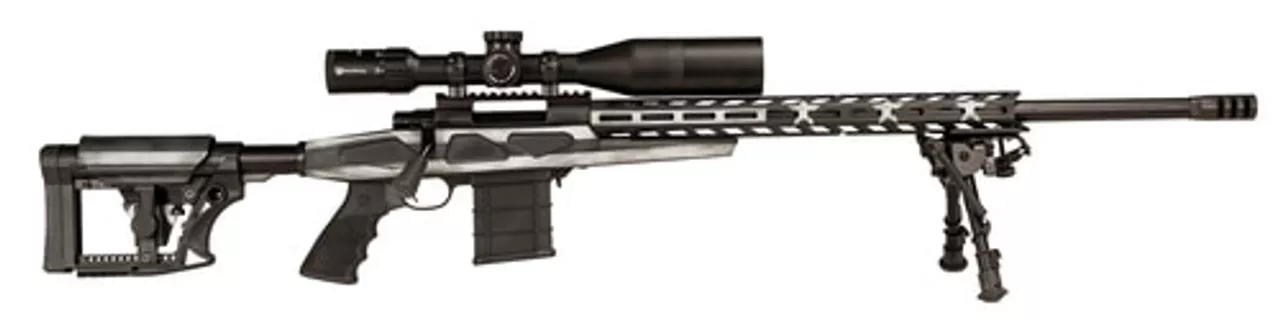 Howa APC .243 Win Scope Combo, 24″ #6 Threaded Barrel, 4-16x50mm Nikko Stirling Scope, Mag Kit, Hogue Grip, LUTH-AR MBA-4 Stock, American Flag, 10rd