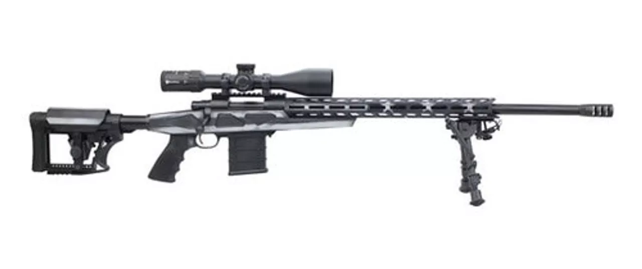 Howa HCRA Rifle & Scope Package 6.5 Creedmoor, 24″ Heavy Threaded Barrel, 4×16-50 Diamond Scope, Black, Gray & White American Flag, Bipod, 10rd