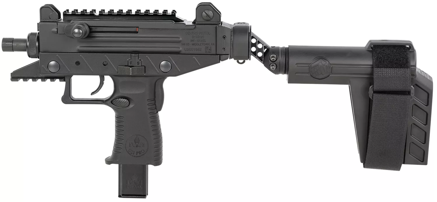 IWI UZI Pro 9mm Pistol with Side Folding Stabilizing Brace and Threaded Barrel