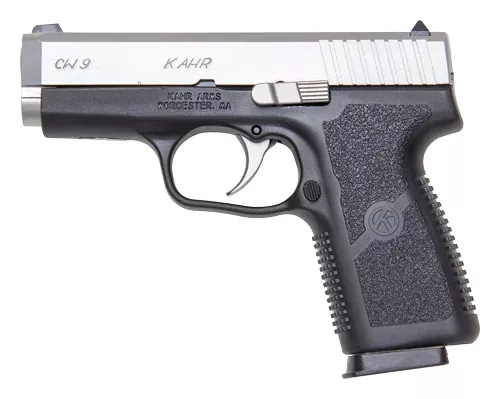 Kahr Arms CW9093N CW *CA Compliant 9mm Luger 7+1 3.50″ Stainless Steel Barrel, Matte Stainless Serrated Stainless Steel Slide, Black Polymer Frame, Black Textured Polymer Grip