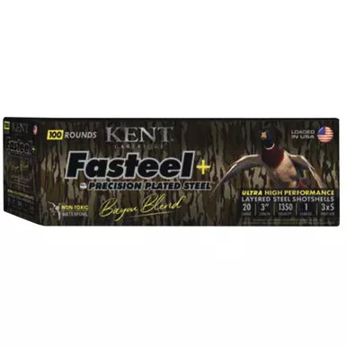 Kent Ammunition Fasteel+ Shotshells 20ga 3″ 1oz – Bayou Blend 3×5 shot – 100 round case