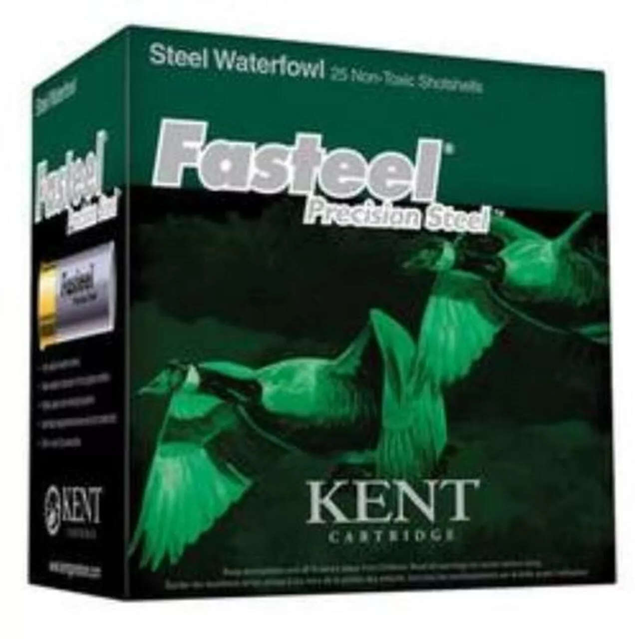 Kent Fasteel 12 Ga, 2.75″, 1-1/8oz, 1 Shot, 25rd/Box