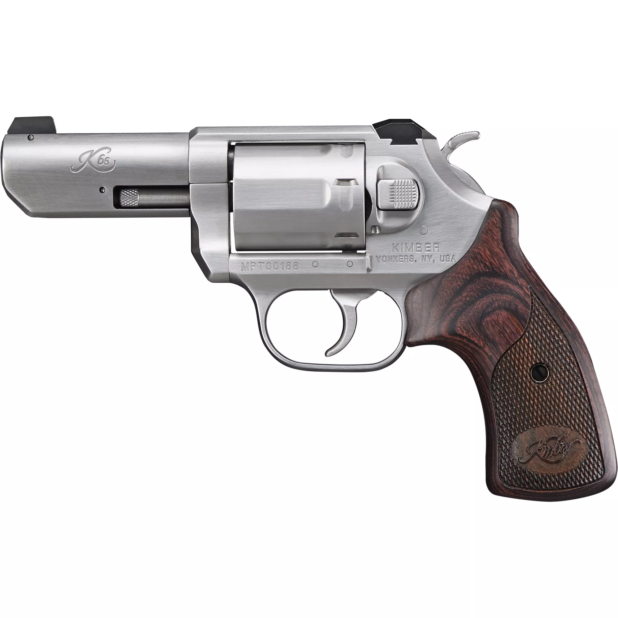 Kimber Mfg, Inc 3400016 K6S DA/SA 357 Mag 6 Shot 3” Brushed Stainless Steel Barrel & Cylinder, Brushed Stainless Steel Frame, Diamond Checkering Grip, Exposed Hammer