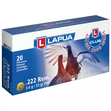 Lapua 222 Remington Ammo 55 Grain Full Metal Jacket Box of 20