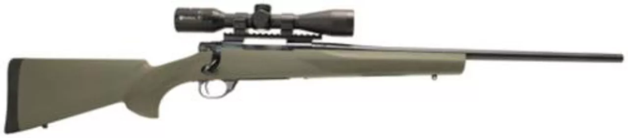 Legacy Howa/Hogue Package .204 Ruger 22″ Barrel Blue Finish Hogue Overmolded Stock Black Nikko Stirling Panamax 3-9x40mm Riflescope With Rings/Base 5rd